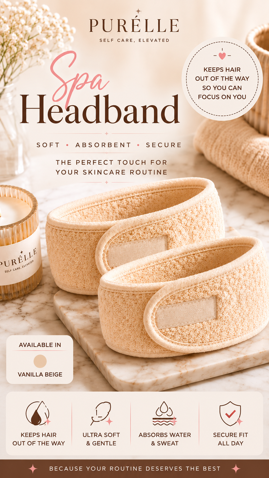 Purelle Spa Headband™ | Ultra-Soft Skincare & Makeup Headband