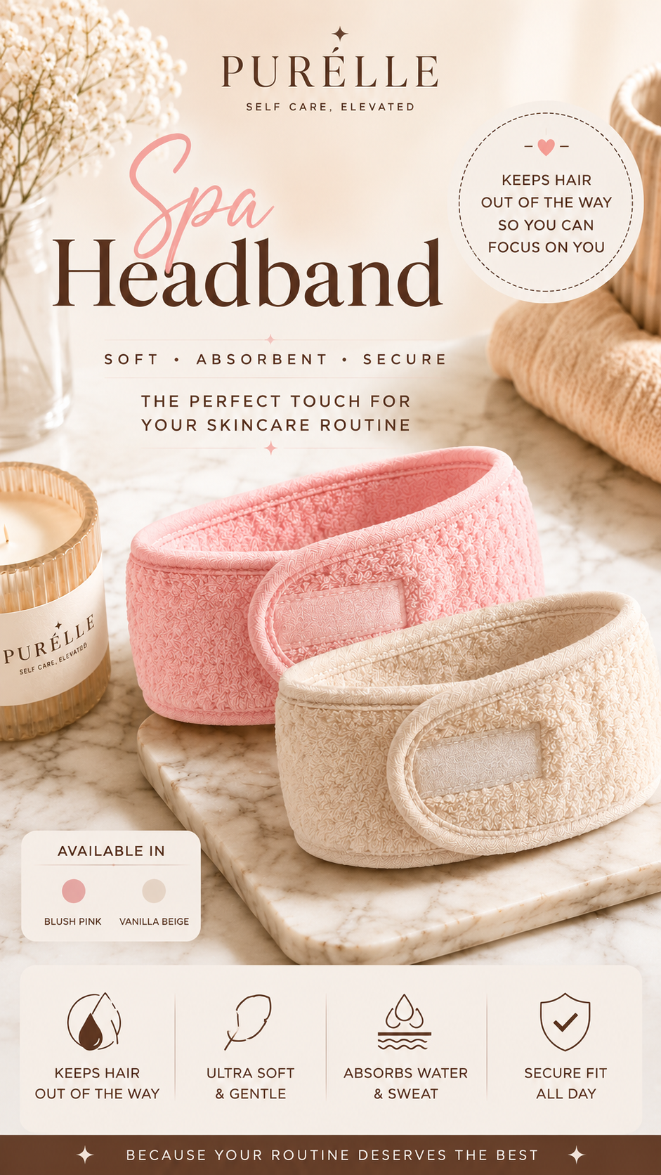 Purelle Spa Headband™ | Ultra-Soft Skincare & Makeup Headband