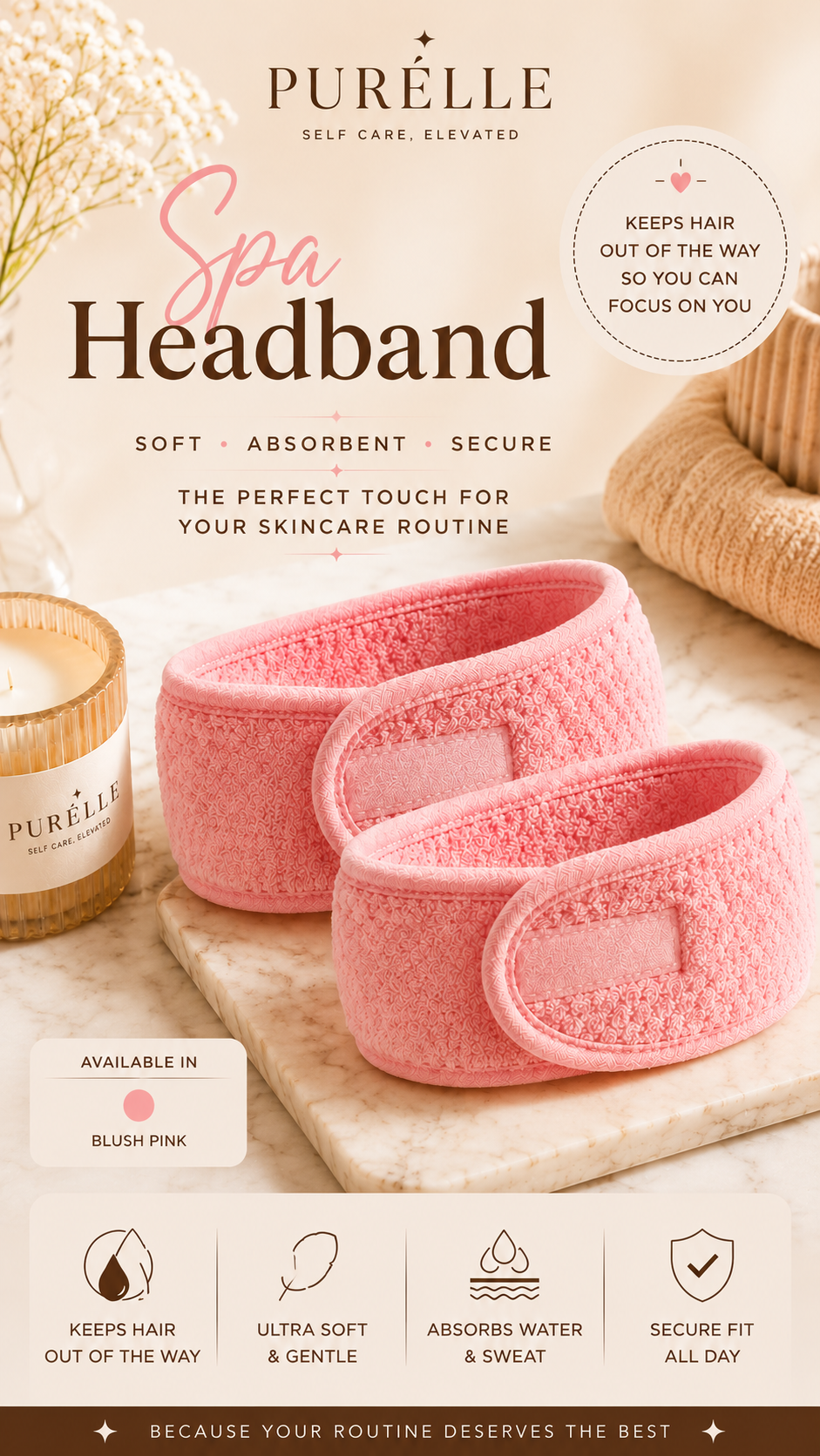 Purelle Spa Headband™ | Ultra-Soft Skincare & Makeup Headband